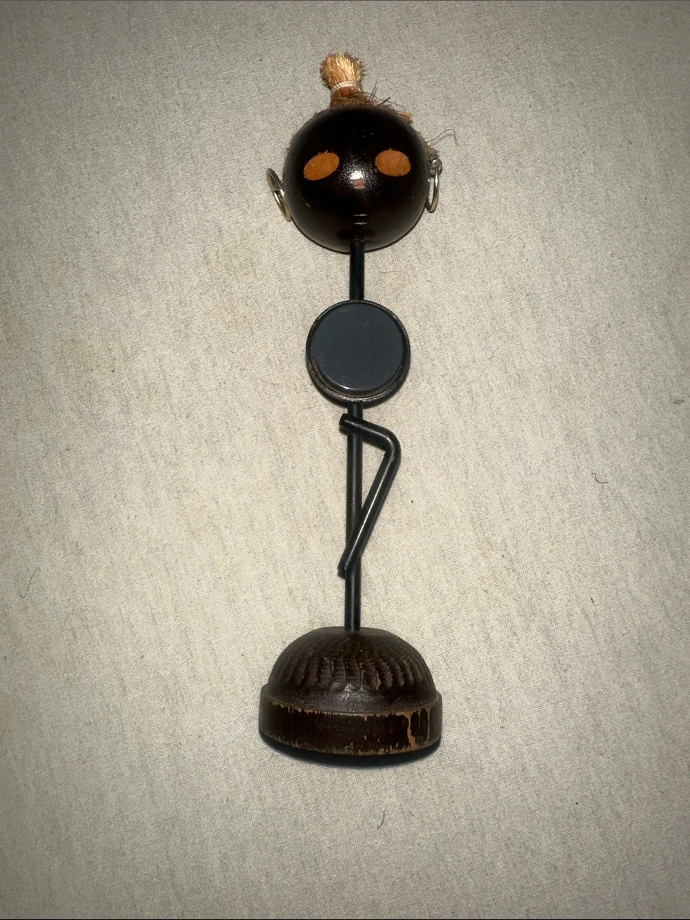 Vintage Collectible Brown Wooden Figure Phone Stand with Magnetic Holder